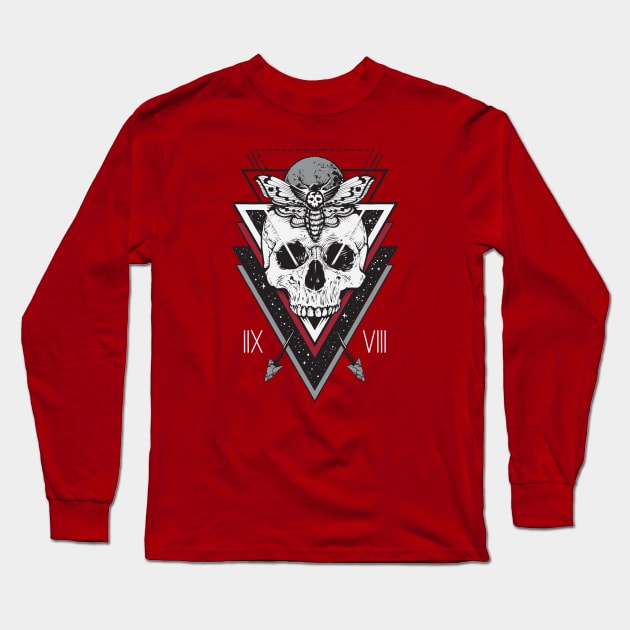 Skull Moth Space Stare Long Sleeve T-Shirt by machmigo